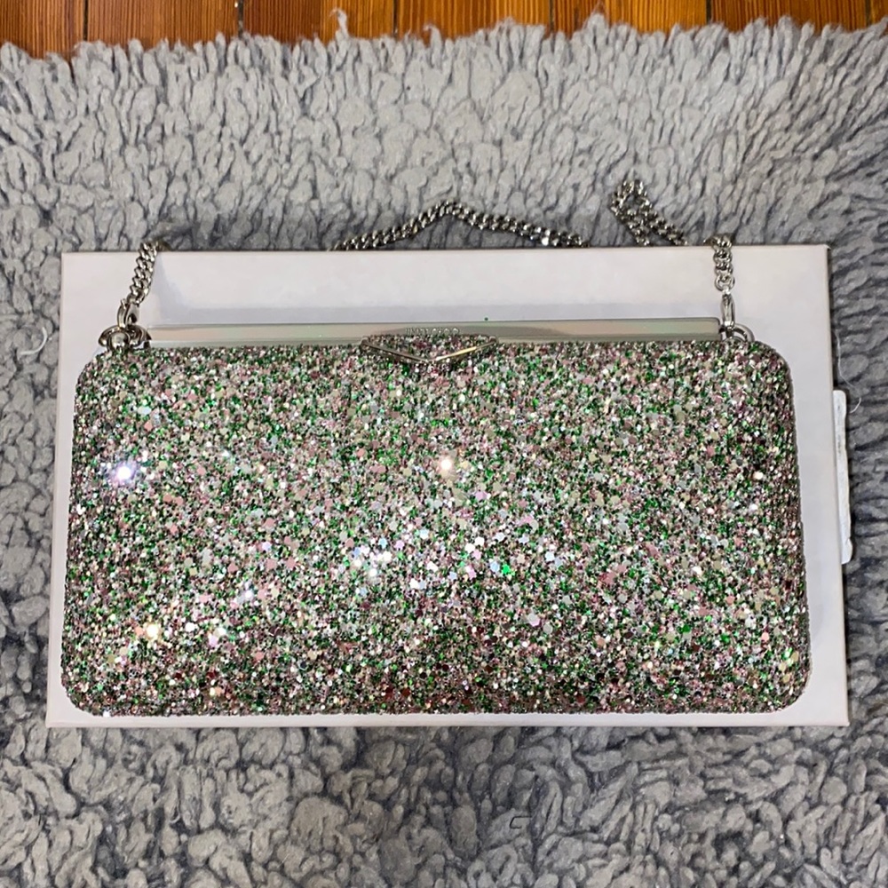 Beautiful glitter clutch by Jimmy choo